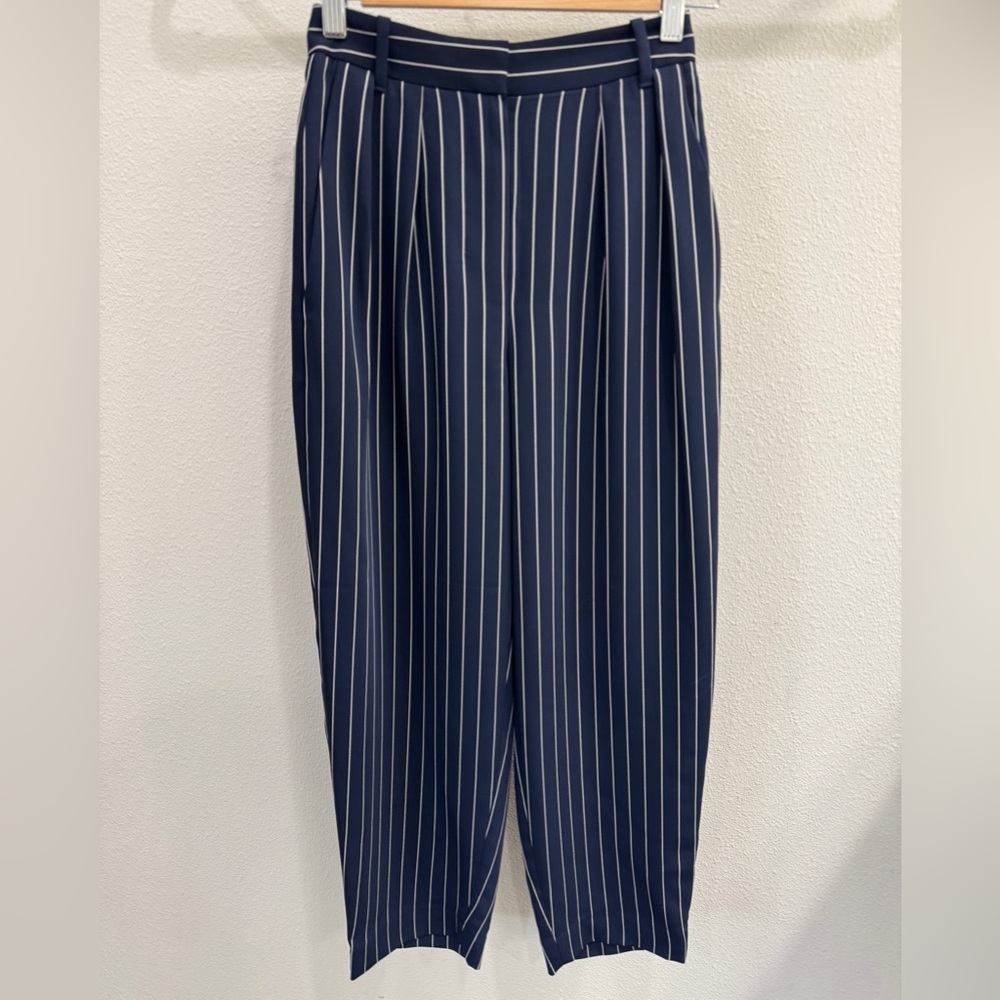 Aritzia Babaton Navy and White Pinstripe Dress Pants